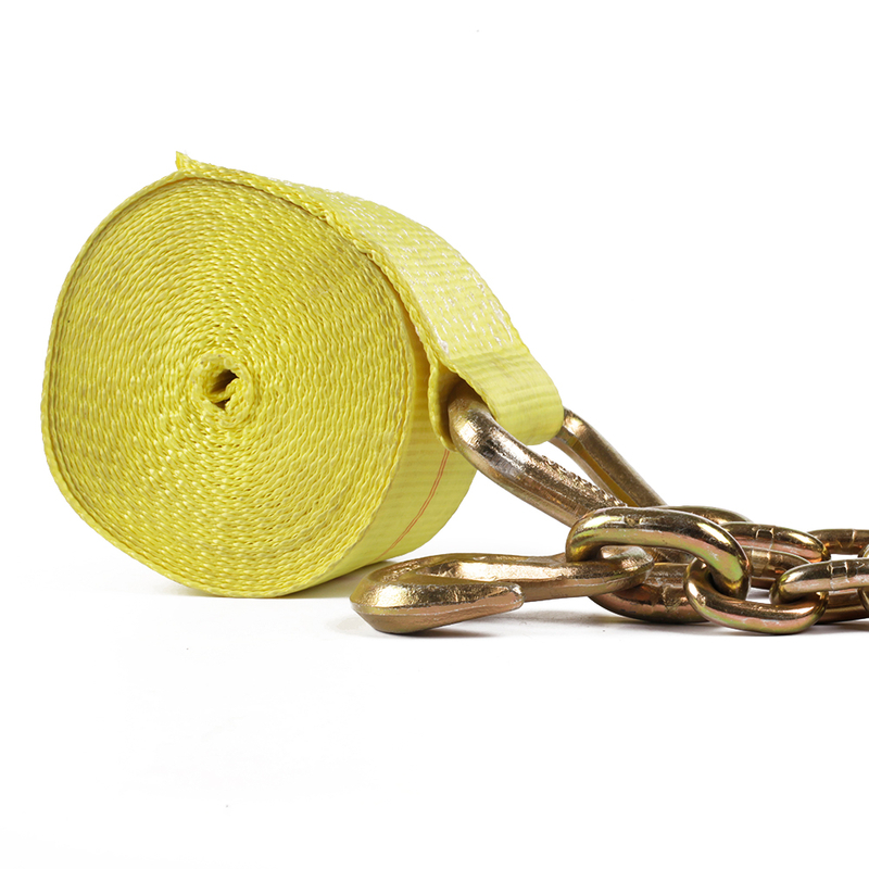 Cargo Control Ratchet Tie Down Winch Strap with Extension Chain from