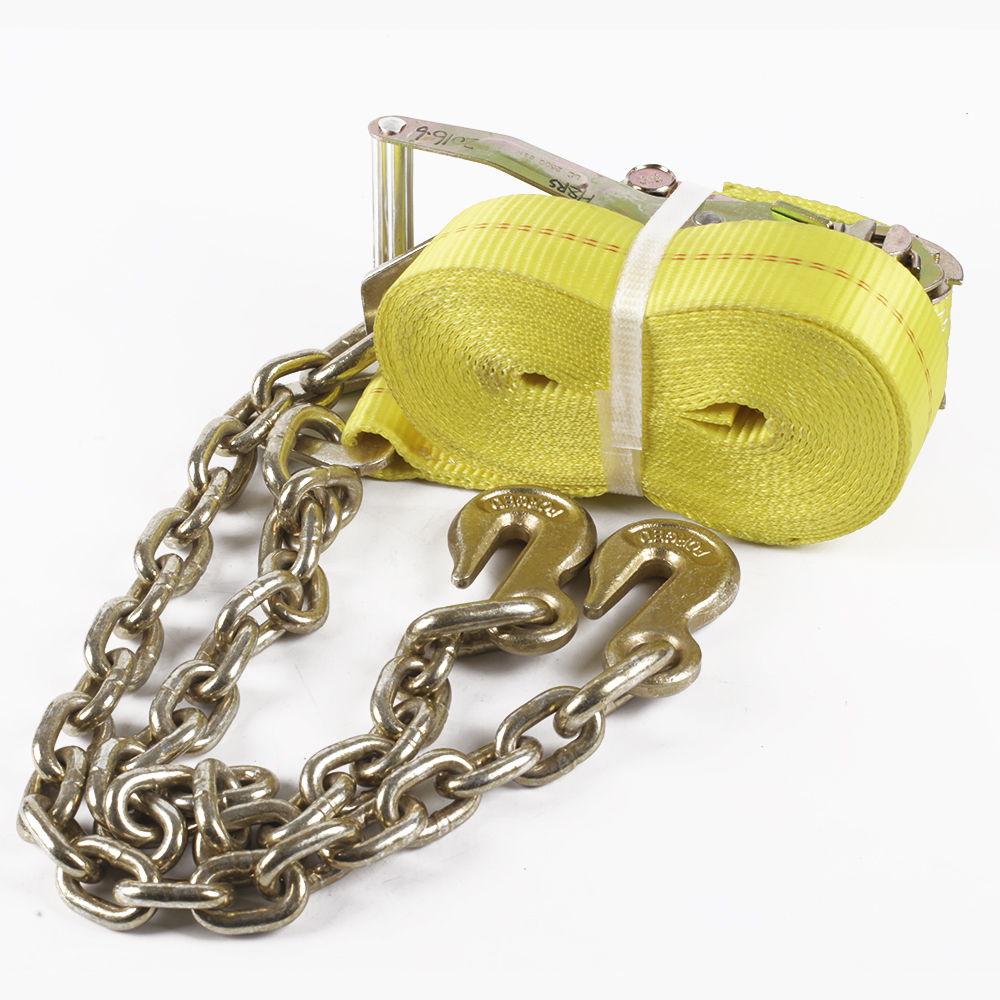 2'' Trailer Ratchet Tie-down Straps with Chain